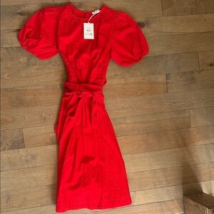 Free Assembly Red Puff Sleeve Dress